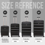 Aerolite 4-Piece ABS Lightweight Luggage Set – Expandable Cabin, Medium, Large & XL Hard Shell Suitcases with Spinner Wheels & TSA Lock – Black