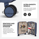 Aerolite 3-Piece Luggage Set – Lightweight Hard Shell Suitcases with 4 Dual Spinner Wheels & TSA Lock – Expandable Cabin (21”), Medium (24”), Large (28”) – Expandable Carry-On Case Included – Blue
