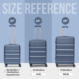 Aerolite 3-Piece Luggage Set – Lightweight Hard Shell Suitcases with 4 Dual Spinner Wheels & TSA Lock – Expandable Cabin (21”), Medium (24”), Large (28”) – Expandable Carry-On Case Included – Blue