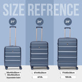 Aerolite 3-Piece Luggage Set – Lightweight Hard Shell Suitcases with 4 Dual Spinner Wheels & TSA Lock – Expandable Cabin (21”), Medium (24”), Large (28”) – Expandable Carry-On Case Included – Blue