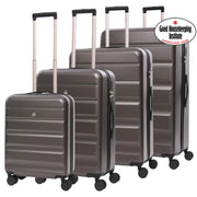 Aerolite 4-Piece ABS Lightweight Luggage Set – Expandable Cabin, Medium, Large & XL Hard Shell Suitcases with Spinner Wheels & TSA Lock – Charcoal
