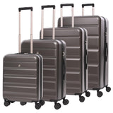 Aerolite Lightweight ABS Hard Shell 4 Wheel Spinner 3 Piece Travel Luggage Suitcase Set , Cabin + Medium + Large + Extra Large (CHARCOAL)