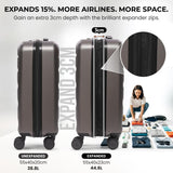 Aerolite Lightweight ABS Hard Shell 4 Wheel Spinner 3 Piece Travel Luggage Suitcase Set , Cabin + Medium + Large + Extra Large (CHARCOAL)