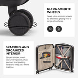 Aerolite Lightweight ABS Hard Shell 4 Wheel Spinner 3 Piece Travel Luggage Suitcase Set , Cabin + Medium + Large + Extra Large (CHARCOAL)