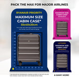 Aerolite Lightweight ABS Hard Shell 4 Wheel Spinner 3 Piece Travel Luggage Suitcase Set , Cabin + Medium + Large + Extra Large (CHARCOAL)