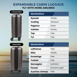 Aerolite Expandable 55x40x20cm to 55x40x23cm Ryanair Priority, Wizz Air Priority, Lufthansa Max Size Lightweight Hard Shell Carry On Hand Cabin Luggage Suitcase with 4 Wheels (CHARCOAL)