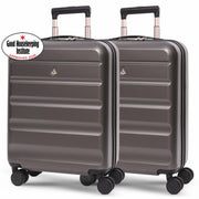 Aerolite Expandable 55x40x20cm to 55x40x23cm Ryanair Priority, Wizz Air Priority, Lufthansa Max Size Lightweight Hard Shell Carry On Hand Cabin Luggage Suitcase with 4 Wheels - Set of 2 (CHARCOAL)