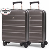 Aerolite Expandable 55x40x20cm to 55x40x23cm Ryanair Priority, Wizz Air Priority, Lufthansa Max Size Lightweight Hard Shell Carry On Hand Cabin Luggage Suitcase with 4 Wheels - Set of 2 (CHARCOAL)