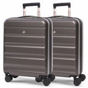 Aerolite Expandable 55x40x20cm to 55x40x23cm Ryanair Priority, Wizz Air Priority, Lufthansa Max Size Lightweight Hard Shell Carry On Hand Cabin Luggage Suitcase with 4 Wheels - Set of 2 (CHARCOAL)