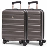 Aerolite Expandable 55x40x20cm to 55x40x23cm Ryanair Priority, Wizz Air Priority, Lufthansa Max Size Lightweight Hard Shell Carry On Hand Cabin Luggage Suitcase with 4 Wheels - Set of 2 (CHARCOAL)