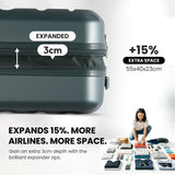Aerolite Expandable 55x40x20cm to 55x40x23cm Ryanair Priority, Wizz Air Priority, Lufthansa Max Size Lightweight Hard Shell Carry On Hand Cabin Luggage Suitcase with 4 Wheels (FOREST GREEN)