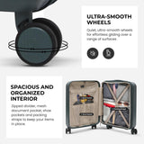 Aerolite 3-Piece Luggage Set – Lightweight Hard Shell Suitcases with 4 Dual Spinner Wheels & TSA Lock – Expandable Cabin (21”), Medium (24”), Large (28”) – Expandable Carry-On Case Included – Forest Green