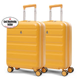 Aerolite Expandable 55x40x20cm to 55x40x23cm Ryanair Priority, Wizz Air Priority, Lufthansa Max Size Lightweight Hard Shell Carry On Hand Cabin Luggage Suitcase with 4 Wheels - Set of 2 (MANGO)