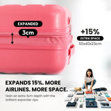 Aerolite Expandable 55x40x20cm to 55x40x23cm Ryanair Priority, Wizz Air Priority, Lufthansa Max Size Lightweight Hard Shell Carry On Hand Cabin Luggage Suitcase with 4 Wheels (PINK)