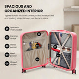 Aerolite Expandable 55x40x20cm to 55x40x23cm Ryanair Priority, Wizz Air Priority, Lufthansa Max Size Lightweight Hard Shell Carry On Hand Cabin Luggage Suitcase with 4 Wheels (PINK)