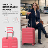 Aerolite Expandable 55x40x20cm to 55x40x23cm Ryanair Priority, Wizz Air Priority, Lufthansa Max Size Lightweight Hard Shell Carry On Hand Cabin Luggage Suitcase with 4 Wheels (PINK)