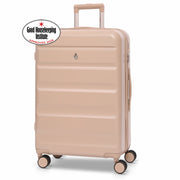 Aerolite 24” Medium 67L ABS-polycarbonate Check-In Suitcase – Lightweight Hard Shell Luggage with 4 Spinner Wheels, TSA Lock & Organised Interior – Beige