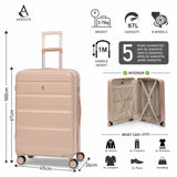 Aerolite 24” Medium 67L ABS Check-In Suitcase – Lightweight Hard Shell Luggage with 4 Spinner Wheels, TSA Lock & Organised Interior – Beige