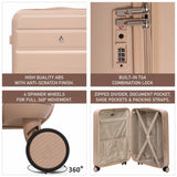 Aerolite 24” Medium 67L ABS Check-In Suitcase – Lightweight Hard Shell Luggage with 4 Spinner Wheels, TSA Lock & Organised Interior – Beige