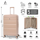 Aerolite Large 28" 100L Lightweight ABS Hard Shell Suitcase, 4 Dual Wheel Spinner, TSA Lock, Durable Check-In Hold Luggage - Beige