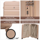 Aerolite Large 28" 100L Lightweight ABS Hard Shell Suitcase, 4 Dual Wheel Spinner, TSA Lock, Durable Check-In Hold Luggage - Beige