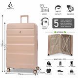 Aerolite Lightweight ABS Hard Shell 4 Wheel Spinner 4 Piece Travel Luggage Suitcase Set , Cabin + Medium + Large + Extra Large (BEIGE)
