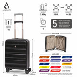 Aerolite Expandable 55x40x20cm to 55x40x23cm Ryanair Priority, Wizz Air Priority, Lufthansa Max Size Lightweight Hard Shell Carry On Hand Cabin Luggage Suitcase with 4 Wheels (BLACK)