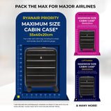 Aerolite Expandable 55x40x20cm to 55x40x23cm Ryanair Priority, Wizz Air Priority, Lufthansa Max Size Lightweight Hard Shell Carry On Hand Cabin Luggage Suitcase with 4 Wheels (BLACK)