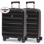 Aerolite Expandable 55x40x20cm to 55x40x23cm Ryanair Priority, Wizz Air Priority, Lufthansa Max Size Lightweight Hard Shell Carry On Hand Cabin Luggage Suitcase with 4 Wheels - Set of 2 (BLACK)