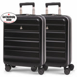 Aerolite Expandable 55x40x20cm to 55x40x23cm Ryanair Priority, Wizz Air Priority, Lufthansa Max Size Lightweight Hard Shell Carry On Hand Cabin Luggage Suitcase with 4 Wheels - Set of 2 (BLACK)