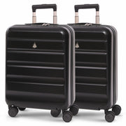 Aerolite Expandable 55x40x20cm to 55x40x23cm Ryanair Priority, Wizz Air Priority, Lufthansa Max Size Lightweight Hard Shell Carry On Hand Cabin Luggage Suitcase with 4 Wheels - Set of 2 (BLACK)
