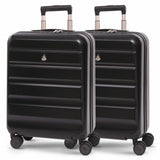 Aerolite Expandable 55x40x20cm to 55x40x23cm Ryanair Priority, Wizz Air Priority, Lufthansa Max Size Lightweight Hard Shell Carry On Hand Cabin Luggage Suitcase with 4 Wheels - Set of 2 (BLACK)