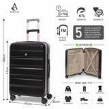 Aerolite 24” Medium 67L ABS Check-In Suitcase – Lightweight Hard Shell Luggage with 4 Spinner Wheels, TSA Lock & Organised Interior – Black