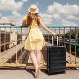 Aerolite 24” Medium 67L ABS Check-In Suitcase – Lightweight Hard Shell Luggage with 4 Spinner Wheels, TSA Lock & Organised Interior – Black