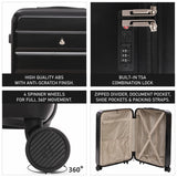 Aerolite 24” Medium 67L ABS Check-In Suitcase – Lightweight Hard Shell Luggage with 4 Spinner Wheels, TSA Lock & Organised Interior – Black