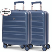 Aerolite Expandable 55x40x20cm to 55x40x23cm Ryanair Priority, Wizz Air Priority, Lufthansa Max Size Lightweight Hard Shell Carry On Hand Cabin Luggage Suitcase with 4 Wheels - Set of 2 (BLUE)
