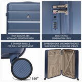 Aerolite Lightweight ABS Hard Shell 4 Wheel Spinner 4 Piece Travel Luggage Suitcase Set , Cabin + Medium + Large + Extra Large (BLUE)