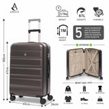 Aerolite Lightweight ABS Hard Shell 4 Wheel Spinner 3 Piece Travel Luggage Suitcase Set , Cabin + Medium + Large + Extra Large (CHARCOAL)