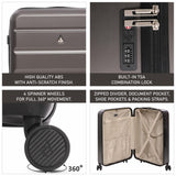 Aerolite Lightweight ABS Hard Shell 4 Wheel Spinner 3 Piece Travel Luggage Suitcase Set , Cabin + Medium + Large + Extra Large (CHARCOAL)
