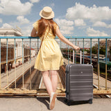Aerolite 24” Medium 67L ABS Check-In Suitcase – Lightweight Hard Shell Luggage with 4 Spinner Wheels, TSA Lock & Organised Interior – Charcoal