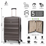 Aerolite Lightweight ABS Hard Shell 4 Wheel Spinner 3 Piece Travel Luggage Suitcase Set , Cabin + Medium + Large + Extra Large (CHARCOAL)