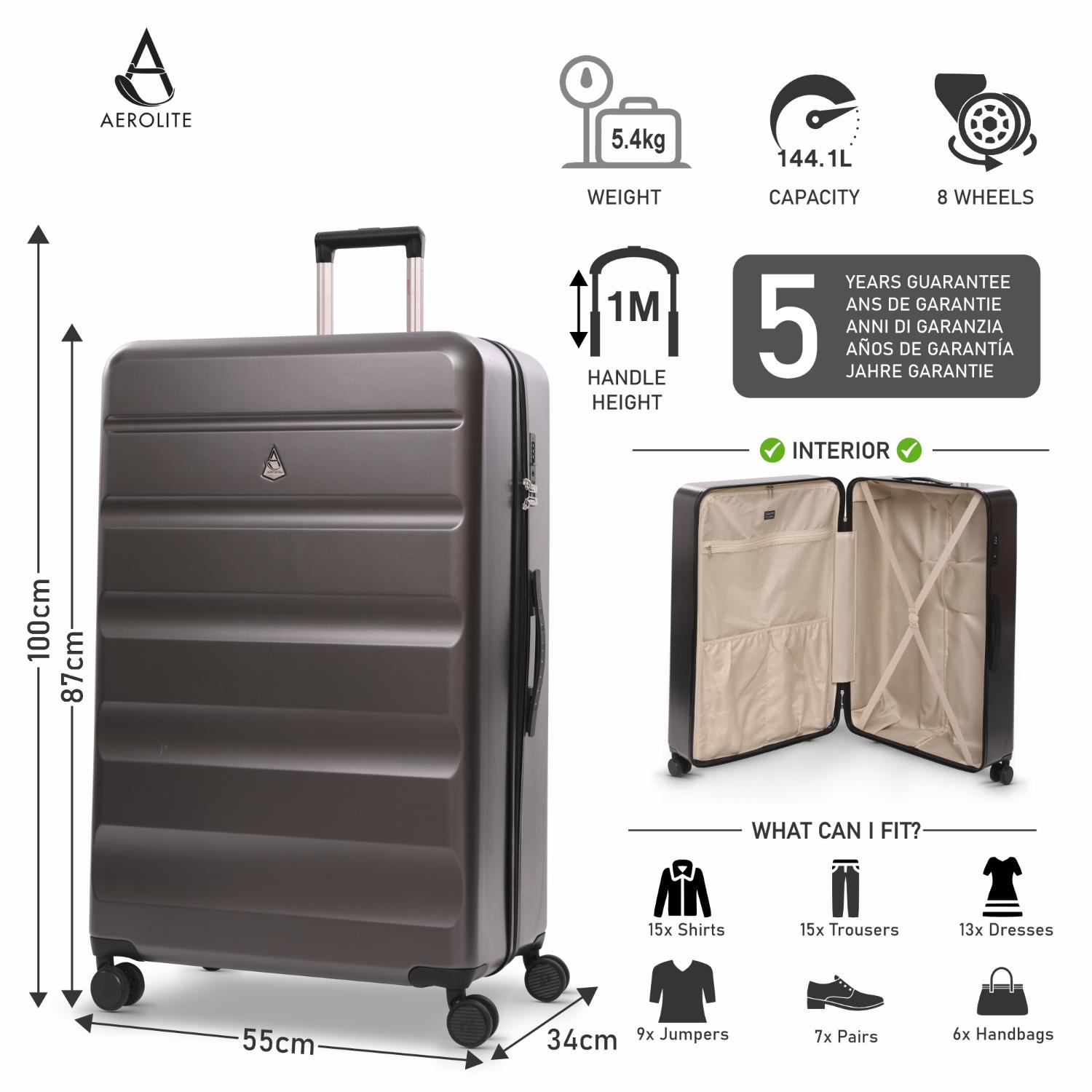Aerolite 55cm Harde Buitenkant 4 Wielen Reiskoffer Trolley Handbagage Koffer Geschikt voor KLM Transavia Lufthansa en Nog Veel Meer Houtskool Grijs Aerolite 55cm Harde Buitenkant 4 Wielen Reiskoffer Trolley Handbagage Koffer Geschikt voor KLM Transavia Lufthansa en Nog Veel Meer Houtskool Grijs