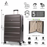 Aerolite Lightweight ABS Hard Shell 4 Wheel Spinner 3 Piece Travel Luggage Suitcase Set , Cabin + Medium + Large + Extra Large (CHARCOAL)