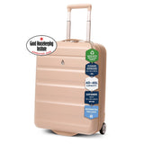 Aerolite Expandable Cabin Suitcase 55x40x20cm Ryanair Priority Max Size, Expands to 55x40x23cm for Lufthansa & Wizz Air Priority, Hard Shell 2-Wheel Carry-On Trolley with TSA Lock, 40–46L Capacity, Beige