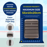 Aerolite Expandable 55x40x20-23cm Cabin Luggage – Ryanair & Wizz Air Priority Max Size Hard Shell Carry-On Suitcase with 2 Wheels & TSA Lock – 40L to 46L - Charcoal
