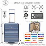 Aerolite Expandable 55x40x20-23cm Cabin Luggage – Ryanair & Wizz Air Priority Max Size Hard Shell Carry-On Suitcase with 2 Wheels & TSA Lock – 40L to 46L - Blue
