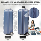 Aerolite Expandable 55x40x20-23cm Cabin Luggage – Ryanair & Wizz Air Priority Max Size Hard Shell Carry-On Suitcase with 2 Wheels & TSA Lock – 40L to 46L - Blue