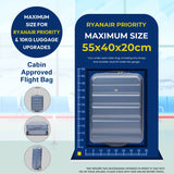 Aerolite Expandable 55x40x20-23cm Cabin Luggage – Ryanair & Wizz Air Priority Max Size Hard Shell Carry-On Suitcase with 2 Wheels & TSA Lock – 40L to 46L - Blue
