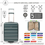 Aerolite Expandable 55x40x20-23cm Cabin Luggage – Ryanair & Wizz Air Priority Max Size Hard Shell Carry-On Suitcase with 2 Wheels & TSA Lock – 40L to 46L - Forest Green
