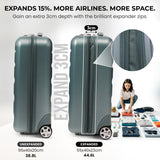 Aerolite Expandable 55x40x20-23cm Cabin Luggage – Ryanair & Wizz Air Priority Max Size Hard Shell Carry-On Suitcase with 2 Wheels & TSA Lock – 40L to 46L - Forest Green